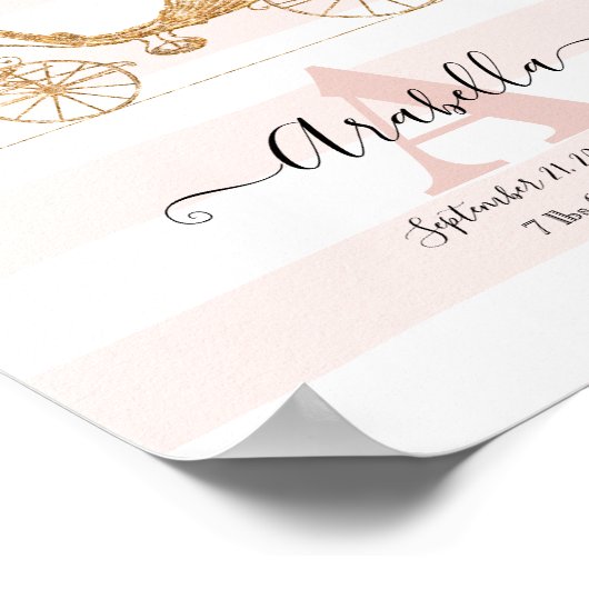 Onze prinses Elegant Gold Blush Carriage Script Poster (Hoek)