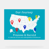 Onze reis - gepersonaliseerde USA Map Milestone Acryl Bord (Voorkant)