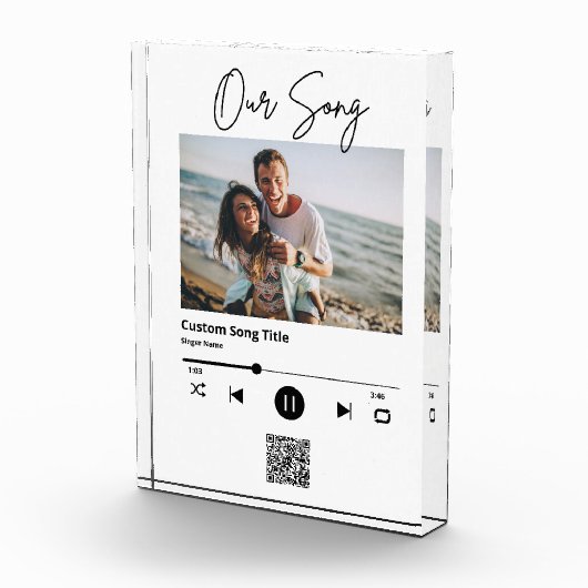 Onze Song Bruiloft Muziek Scan QR Code Acryl Fotoblokken (Rechts)