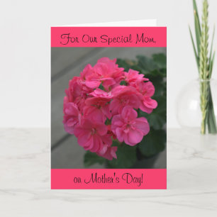 Onze speciale moeder Rose Geranium Moederdagkaart Kaart