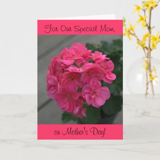 Onze speciale Roos Geranium Moederdag Kaart (Gele Bloem)