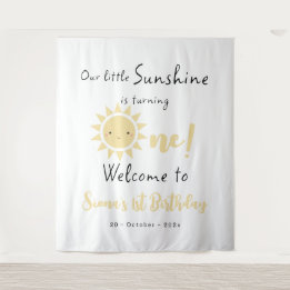 Onze Sunshine wordt één Cute verjaardag achtergron Wandkleed