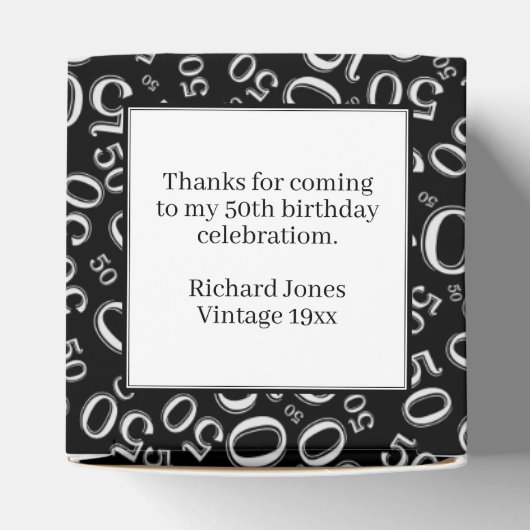 Onze tekst: 50e verjaardag Random Number Black/Whi Bedankdoosjes (Bovenkant)