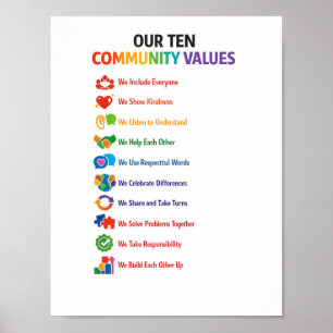 Onze Tien Gemeenschappelijke Waarden Poster 8.5x11
