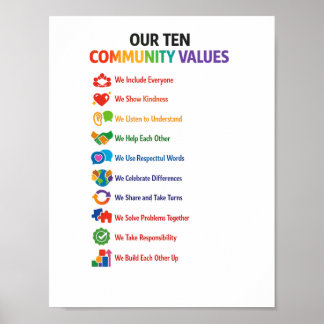 Onze Tien Gemeenschappelijke Waarden Poster 8.5x11