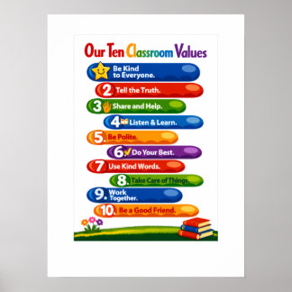 Onze Tien Waarden voor in de Klas – 18×24 Portretp Poster
