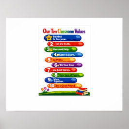 Onze Tien Waarden voor in de Klas – Liggend Poster