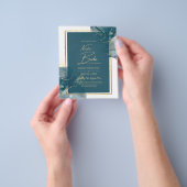 ONZE TROUWDAAG Pauwblauw Gouden Trouw Uitnodiging Flyer (Hand)