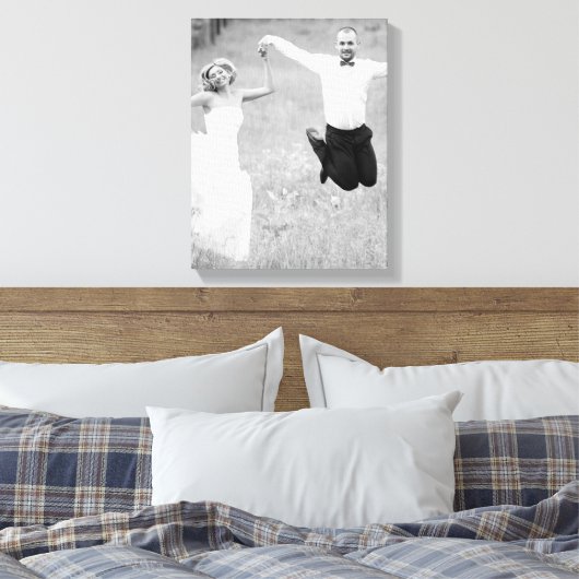 Onze trouwdag gepersonaliseerde trouwfoto canvas afdruk (Insitu (Slaapkamer))