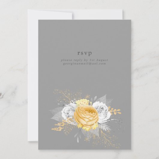 Onze Trouwdag Goud Witte Rozen Zilveren Bladeren M Kaart (Achterkant)