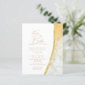 Onze Trouwdag Gouden Tekst AGATE Trouw Uitnodiging (Staand voorkant)