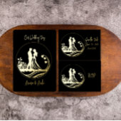 Onze trouwdag paar gouden folie uitnodiging