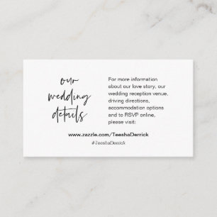 Onze trouwdetails, website, RSVP, bijgevoegde kaar Informatiekaartje