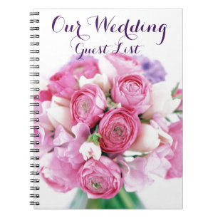 Onze Trouwgastenlijst Roze Bloemen Notitieboek