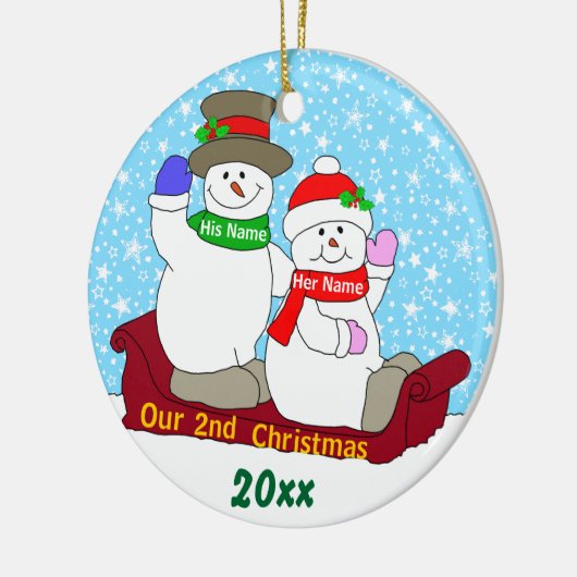 Onze tweede kerst keramisch ornament (Links)