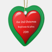 Onze tweede kerst samen met Cute Red Heart 2019 Keramisch Ornament (Links)