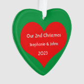 Onze Tweede Kerstmis Samen 2023 Schattige Rood Har Ornament (voorkant)