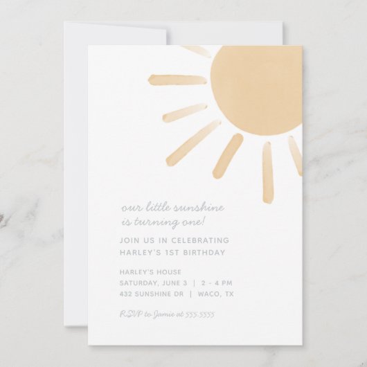 Onze uitnodiging voor de 'Little Sunshine Birthday (Voorkant)