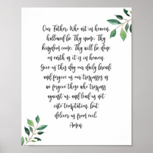 Onze vader Christelijke printkalligrafie Poster