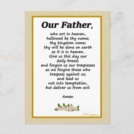 Onze vader Prayer Matthew 6:9-13 Briefkaart (Voorkant)