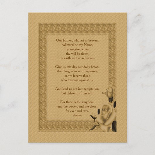 Onze vader Rosebud, het gebed van de Heer Briefkaart (Voorkant)