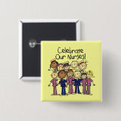 Onze verpleegsters vieren vierkante button 5,1 cm (Voorkant /achterkant)