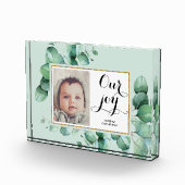 ONZE VREUGDE Modern Script Eucalyptus Floral Baby Fotoblokken (Rechts)