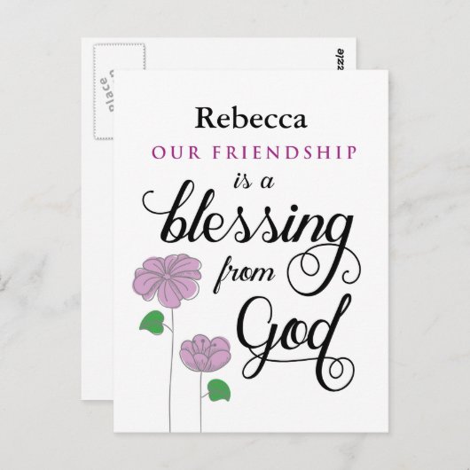 Onze vriendschap is een zegen van God Briefkaart (Voorkant / Achterkant)