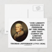 Onze vrijheid hangt af van de persvrijheid briefkaart (Voorkant / Achterkant)