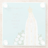 Onze Vrouwe van Fatima en witte rozen Glazen Onderzetter (Achterkant)