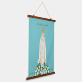 Onze Vrouwe van Fatima en witte rozen Hangend Wandkleed (Gebogen)