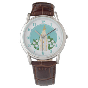 Onze Vrouwe van Fatima en witte rozen Horloge