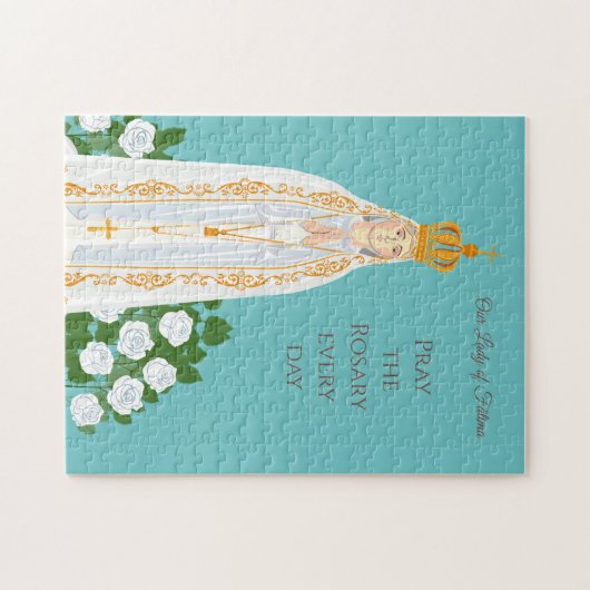 Onze Vrouwe van Fatima en witte rozen Legpuzzel (Horizontaal)