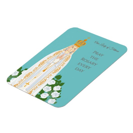 Onze Vrouwe van Fatima en witte rozen Magneet (Linkerzijde)