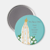 Onze Vrouwe van Fatima en witte rozen Magneet (Voorkant / Achterkant)