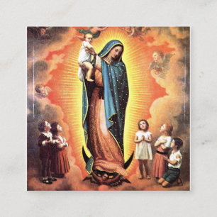 Onze vrouwe van Guadalupe-beschermer van de ongebo Vierkante Visitekaartje
