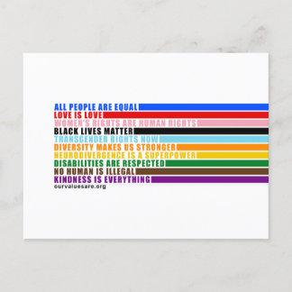 Onze waarden zijn briefkaart