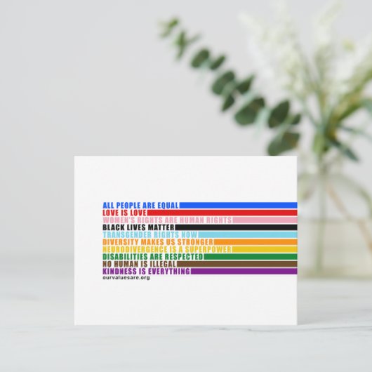 Onze waarden zijn briefkaart (Staand voorkant)