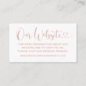 Onze website Modern Roos Gold Heart Script Weduwen Informatiekaartje (Voorkant)