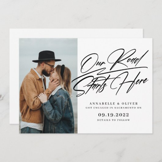 Onze Weg Begint Hier | Foto Verlovingsaankondiging Aankondiging (Voorkant / Achterkant)