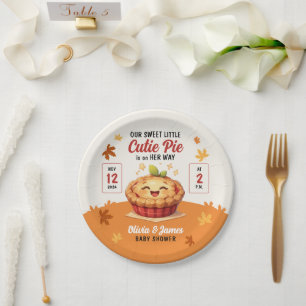 Onze Zoete Kleine Schattige Herfst Baby Shower Papieren Bordje