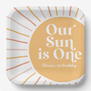 Onze zon is een Boho Sunshine verjaardag Papieren Bordje