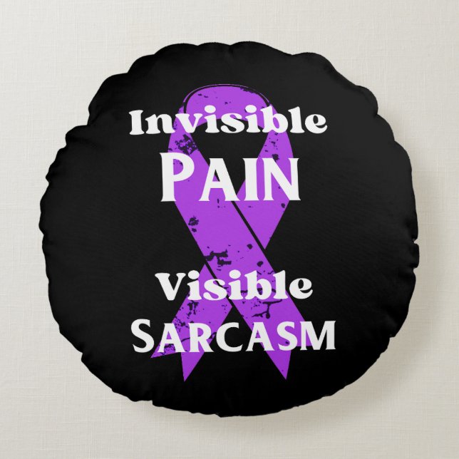 Onzichtbare pijn sarcastisch rond kussen (Voorkant)