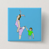 Oo fuzzy knop vierkante button 5,1 cm (Voorkant)