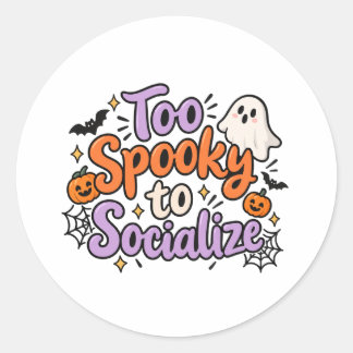 oo Griezelig om te Socializen Leuke Halloween-ontw Ronde Sticker
