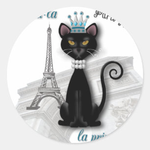 Oo-la-Franse Kat Princess Ronde Sticker