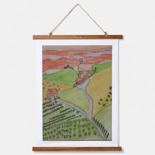 OOAK TOSCANE aquarel gereproduceerd op canvas Hangend Wandkleed