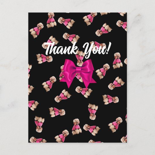 Oodles van poedels (roze op zwart) Dank u Briefkaart (Voorkant)