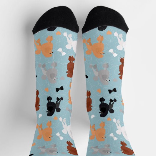 Oodles van Poodles en Bows Pattern Blue Sokken (Top)