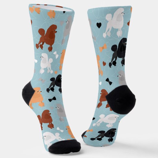 Oodles van Poodles en Bows Pattern Blue Sokken (Gebogen)